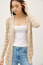 Load image into Gallery viewer, STRIPED COTTON SLUB CARDIGAN: Indigo

