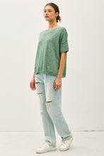 Load image into Gallery viewer, OVERSIZED DROP SHOULDER SHORT SLEEVE SWEATER TOP : Spruce

