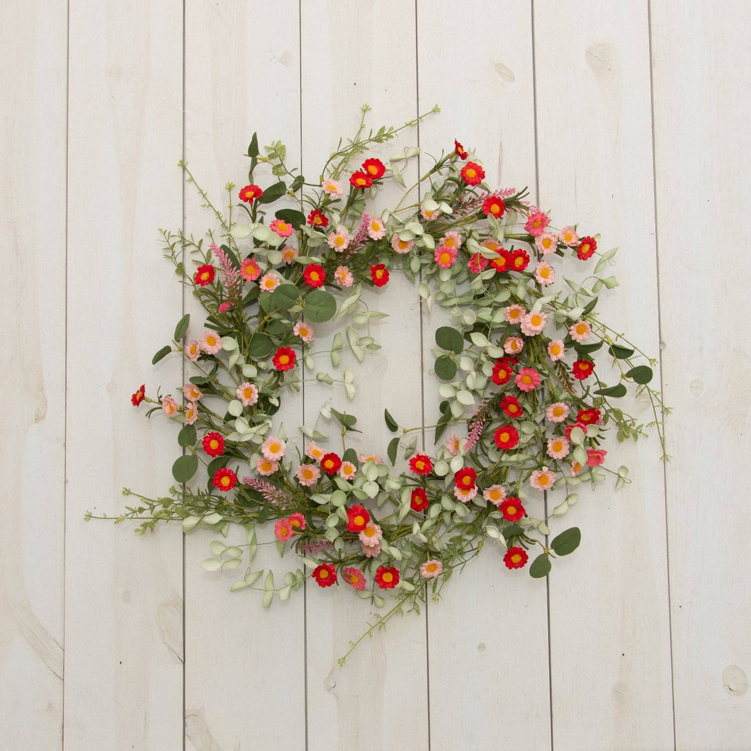 Wreath - Peach Mini Floral And Greens (PC)
