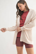 Load image into Gallery viewer, Waffle Knit Mineral-Washed Cardigan: GREY TEAL
