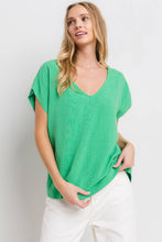 Load image into Gallery viewer, Solid Linen V-neck Short Sleeve Top
