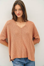 Load image into Gallery viewer, RELAXED FIT 1/2 SLEEVE COTTON SLUB SWEATER: Capri
