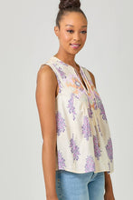 Load image into Gallery viewer, Embroidery Yoke Sleeveless Top: Ivory
