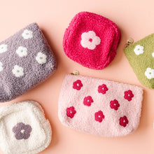 Load image into Gallery viewer, Square Teddy Pouch - Purple Flower
