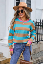 Load image into Gallery viewer, Multicolor Striped Ribbed Knit Sweater
