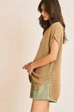 Load image into Gallery viewer, STRIPED CROCHET SWEATER TOP / CLOUD
