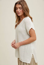 Load image into Gallery viewer, STRIPED CROCHET SWEATER TOP / CLOUD
