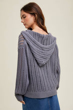Load image into Gallery viewer, OPEN-KNIT HOODED SWEATER / MIDNIGHT
