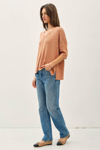 Load image into Gallery viewer, RELAXED FIT 1/2 SLEEVE COTTON SLUB SWEATER: Capri
