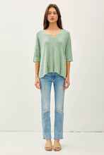 Load image into Gallery viewer, RELAXED FIT 1/2 SLEEVE COTTON SLUB SWEATER: Capri
