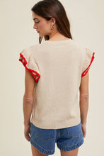 Load image into Gallery viewer, DOUBLE LAYERED RUFFLE SWEATER TOP /  POPPY/CITRUS
