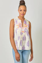 Load image into Gallery viewer, Embroidery Yoke Sleeveless Top: Ivory
