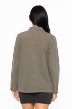 Load image into Gallery viewer, Cotton Blend Mineral Wash Shacket: OLIVE
