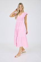 Load image into Gallery viewer, FLUTTER SLEEVE MAXI DRESS: BLACK
