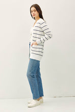 Load image into Gallery viewer, STRIPED COTTON SLUB CARDIGAN: Indigo
