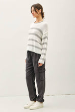 Load image into Gallery viewer, FLOWY STRIPED SWEATER W ACCENT COLOR: Poppy
