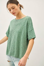 Load image into Gallery viewer, OVERSIZED DROP SHOULDER SHORT SLEEVE SWEATER TOP : Spruce
