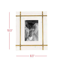 Load image into Gallery viewer, Henrie 4x6 Photo Brass Bordered Picture Frame White Wood
