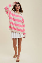 Load image into Gallery viewer, LIGHTWEIGHT COLLARED STRIPED SWEATER TOP
