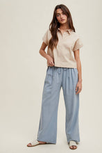 Load image into Gallery viewer, STRIPED STRAIGHT PANTS WITH DRAWSTRING MOCHA/WHITE
