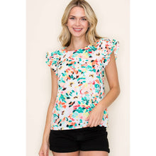 Load image into Gallery viewer, FLORAL PRINT TOP: IVORY/CORAL
