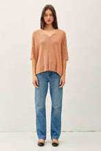 Load image into Gallery viewer, RELAXED FIT 1/2 SLEEVE COTTON SLUB SWEATER: Capri

