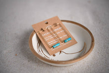 Load image into Gallery viewer, Eventide Rectangular Gold Lightweight Hoops: Turquoise
