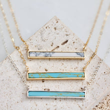 Load image into Gallery viewer, Turquoise, White Turquoise Bar Necklace: Turquoise Gold Filled / 18 inches
