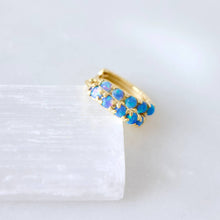 Load image into Gallery viewer, Blue Opal Huggie Hoop Earrings Hypoallergenic, Sterling Silv
