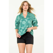 Load image into Gallery viewer, Short Sleeve Textured Top: TEAL
