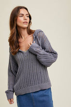 Load image into Gallery viewer, OPEN-KNIT HOODED SWEATER / MIDNIGHT
