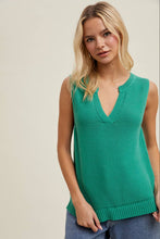 Load image into Gallery viewer, TEXTURED NOTCHED SWEATER TANK TOP / GREEN
