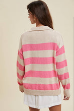 Load image into Gallery viewer, LIGHTWEIGHT COLLARED STRIPED SWEATER TOP
