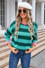 Load image into Gallery viewer, Multicolor Striped Ribbed Knit Sweater

