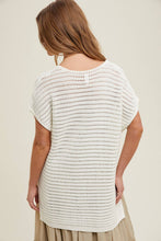 Load image into Gallery viewer, STRIPED CROCHET SWEATER TOP / CLOUD
