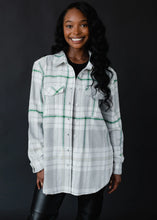 Load image into Gallery viewer, PANACHE - Gray, Cream &amp; Green Plaid Flannel
