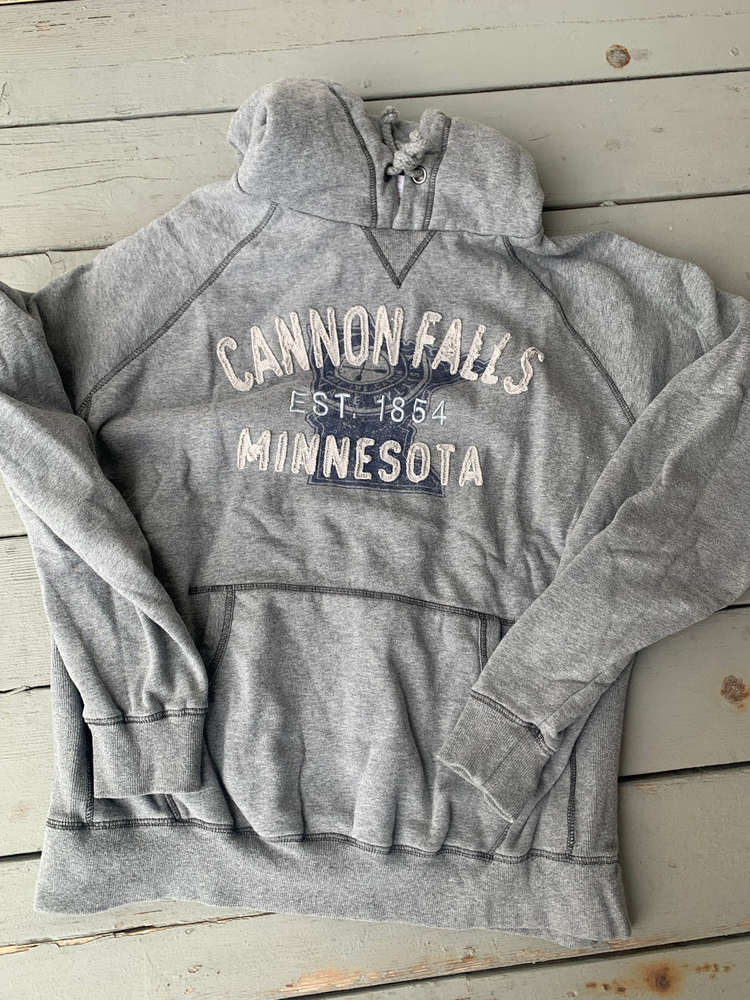 Cannon Falls MN sweatshirt(gray w/light gray lettering)