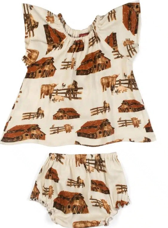 Milkbarn Baby Organic Dress & Bloomer Set Homestead