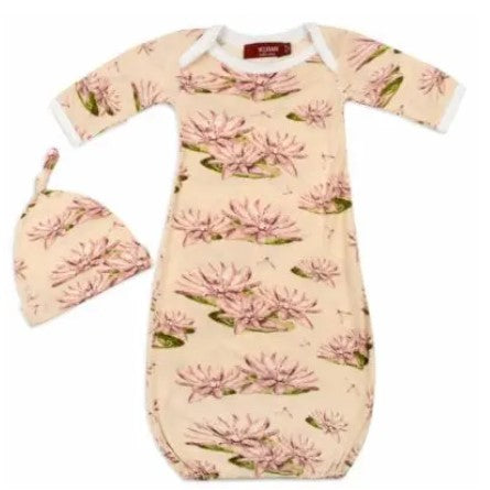Milkbarn Newborn Gown & Hat Set