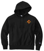 Load image into Gallery viewer, Safety Signs Champion Reverse Weave Hooded Sweatshirt with embroidered logo.
