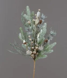 Audrey's Frosted Evergreens Branch with Glittered Berries, Snowflake