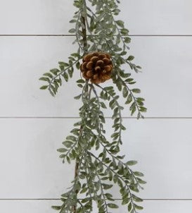 Audrey's Garland, Frosted Boxwood with cones