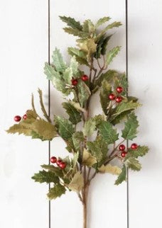 Audrey's Branch- Gold Glimmer Holly with Dark Red Berries