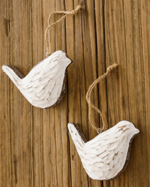 Audrey's Carved Faux Wood Bird Ornaments