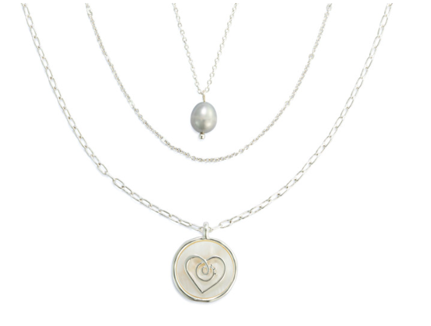 Demdaco Grateful Heart Silver layered Necklace