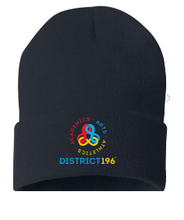 Load image into Gallery viewer, DIST 196 Solid Cuffed Beanie with emboridered logo
