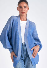 Load image into Gallery viewer, Elan Blue Ribbed Cardigan Sweater
