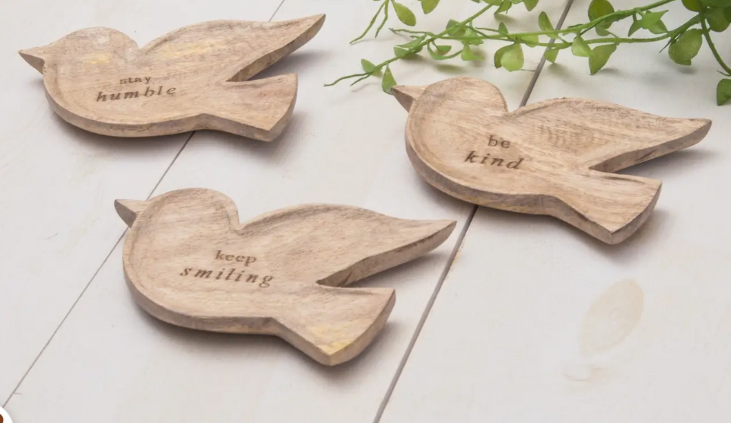 Audrey's Mango Wood Bird Trinket Trays