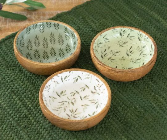 Audrey's Nibble Bowls Olive leaf patterns