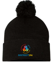 Load image into Gallery viewer, DIST 196 Pom-Pom Cuffed Beanie with embroidered logo
